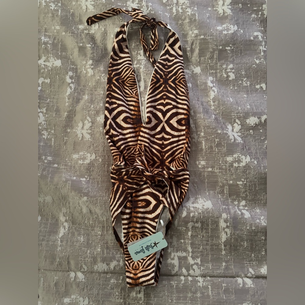 Stylish Kids One Piece in Brown Zebra Print